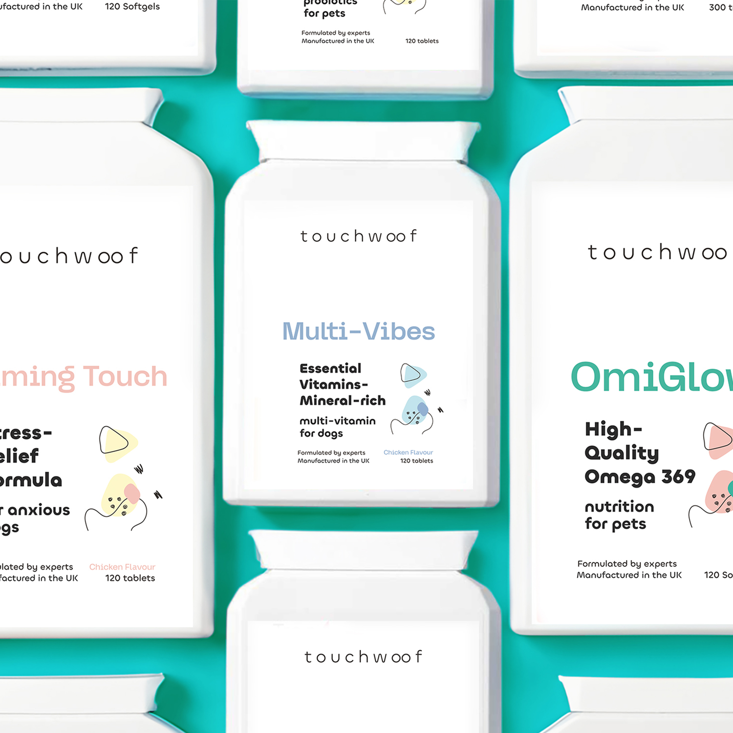 touchwoof Pet Supplements The ultimate support for your beloved pets. Crafted with care in the UK, each touchwoof supplement adheres to the highest GMP standards, ensuring the well-being of your furry companions.