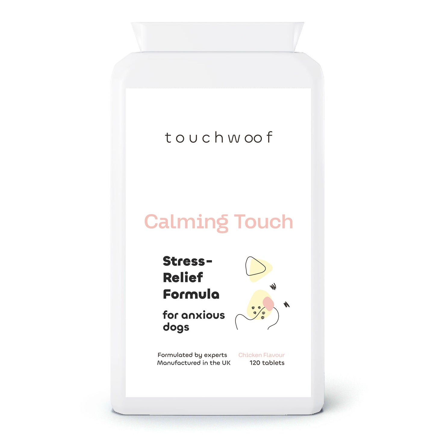 Calming Touch stress relief supplements for anxious dogs 120 tablets front.