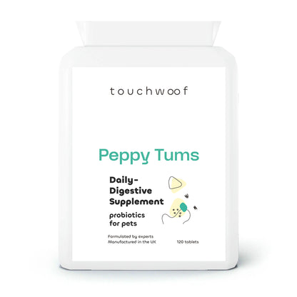 Peppy Tums Daily-digestive supplement Probiotics for pets 120 tablets front.